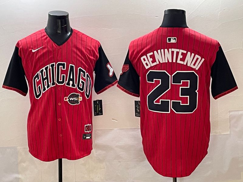 Men Chicago White Sox #23 Benintendi Red Stripe Joint Name 2025 Nike MLB Jersey style 10->chicago white sox->MLB Jersey